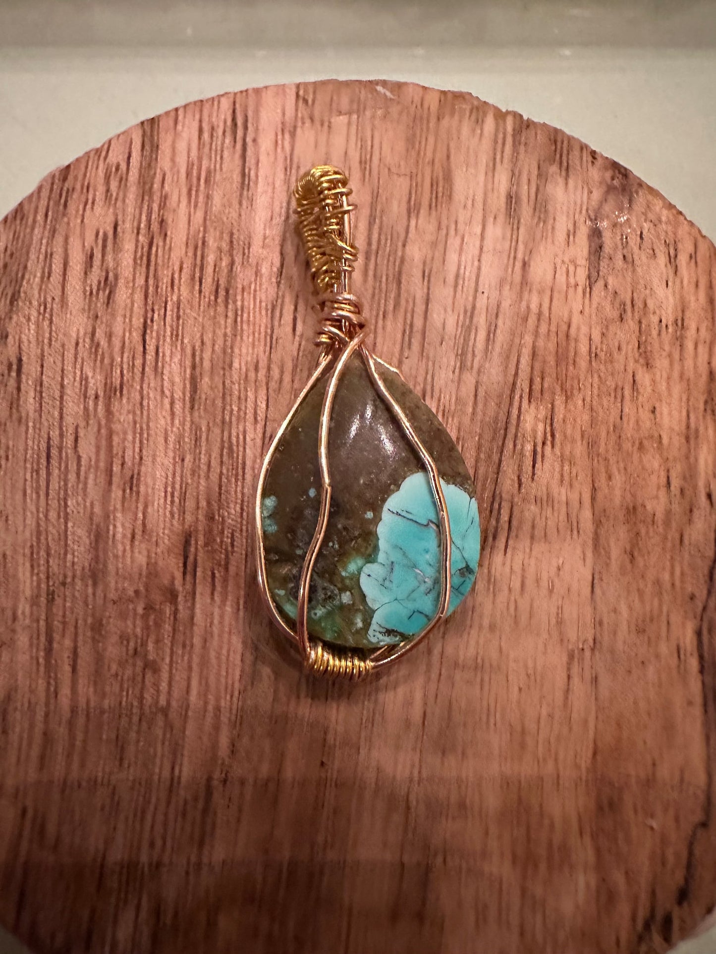 Blue Chrysocolla Wire Wrapped Necklace