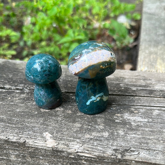 Green Moss Agate Mushrooms