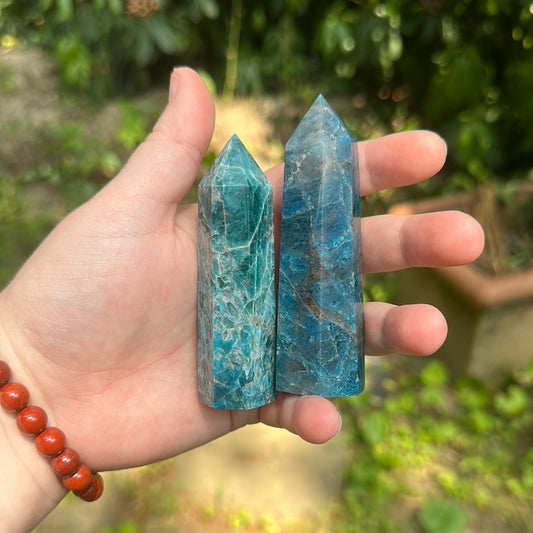 Blue apatite towers