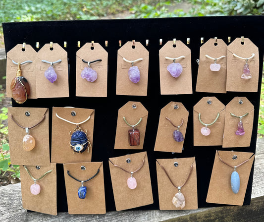 Crystal and gemstone necklaces for $15